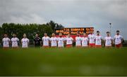 15 May 2021; Tyrone players stand for the playing of the National Anthem before the Allianz Football League Division 1 North Round 1 match between Tyrone and Donegal at Healy Park in Omagh, Tyrone. Photo by Stephen McCarthy/Sportsfile