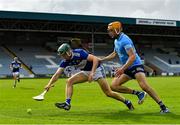 15 May 2021; Sean Downey of Laois in action against Eamonn Dillon of Dublin during the Allianz Hurling League Division 1 Group B Round 2 match between Laois and Dublin at MW Hire O'Moore Park in Portlaoise, Laois. Photo by Eóin Noonan/Sportsfile