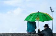 15 May 2021; Kerry supporters shelter from the rain while watching the Allianz Football League Division 1 South Round 1 match between Kerry and Galway at Austin Stack Park in Tralee, Kerry. Photo by Brendan Moran/Sportsfile
