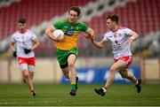 15 May 2021; Hugh McFadden of Donegal and Conor Meyler of Tyrone during the Allianz Football League Division 1 North Round 1 match between Tyrone and Donegal at Healy Park in Omagh, Tyrone. Photo by Stephen McCarthy/Sportsfile