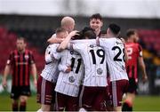 15 May 2021; Bohemians players celebrate after team-mate Liam Burt scored their side's first goal during the SSE Airtricity League Premier Division match between Longford Town and Bohemians at Bishopsgate in Longford. Photo by Ben McShane/Sportsfile