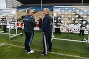 15 May 2021; The two managers, Tipperary manager Liam Sheedy, left, and Cork manager Kieran Kingston, chat before being interviewed on RTÉ, before the Allianz Hurling League Division 1 Group A Round 2 match between Tipperary and Cork at Semple Stadium in Thurles, Tipperary. Photo by Ray McManus/Sportsfile