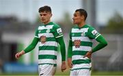 15 May 2021; Graham Burke, right, and Sean Gannon of Shamrock Rovers following their side's drawn SSE Airtricity League Premier Division match against Derry City at Tallaght Stadium in Dublin. Photo by Seb Daly/Sportsfile