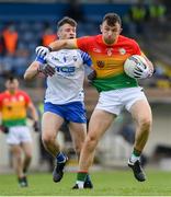 15 May 2021; Darragh Foley of Carlow in action against Mark Cummins of Waterford during the Allianz Football League Division 3 North Round 1 match between Waterford and Carlow at Fraher Field in Dungarvan, Waterford. Photo by Matt Browne/Sportsfile