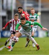 15 May 2021; Sean Gannon of Shamrock Rovers in action against Daniel Lafferty of Derry City during the SSE Airtricity League Premier Division match between Shamrock Rovers and Derry City at Tallaght Stadium in Dublin. Photo by Seb Daly/Sportsfile