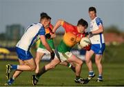 15 May 2021; Conor Crowley of Carlow in action against Dermot Ryan of Waterford during the Allianz Football League Division 3 North Round 1 match between Waterford and Carlow at Fraher Field in Dungarvan, Waterford. Photo by Matt Browne/Sportsfile