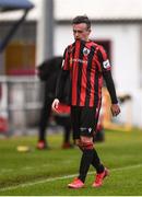 15 May 2021; Dylan Grimes of Longford Town reacts after his side's defeat in the SSE Airtricity League Premier Division match between Longford Town and Bohemians at Bishopsgate in Longford. Photo by Ben McShane/Sportsfile