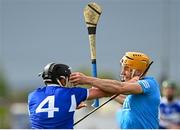 15 May 2021; Eamonn Dillon of Dublin in action against Donnchadh Hartnett of Laois during the Allianz Hurling League Division 1 Group B Round 2 match between Laois and Dublin at MW Hire O'Moore Park in Portlaoise, Laois. Photo by Eóin Noonan/Sportsfile