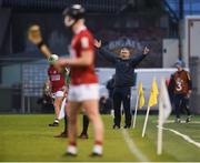 15 May 2021; Tipperary manager Liam Sheedy complains about a decision during the Allianz Hurling League Division 1 Group A Round 2 match between Tipperary and Cork at Semple Stadium in Thurles, Tipperary. Photo by Daire Brennan/Sportsfile
