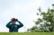 15 May 2021; Kerry supporter Shane Stack, from Tarbert in Kerry, looks on with a pair of binoculars during the Allianz Football League Division 1 South Round 1 match between Kerry and Galway at Austin Stack Park in Tralee, Kerry. Photo by Brendan Moran/Sportsfile