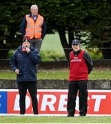 15 May 2021; Louth manager Mickey Harte, right, and selector Gavin Devlin prior to the Allianz Football League Division 4 North Round 1 match between Louth and Antrim at Geraldines Club in Haggardstown, Louth. Photo by Ramsey Cardy/Sportsfile