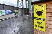 15 May 2021; A sign near the entrance to the ground before the Allianz Football League Division 2 North Round 1 match between Mayo and Down at Elverys MacHale Park in Castlebar, Mayo. Photo by Piaras Ó Mídheach/Sportsfile