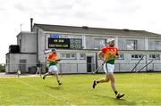 16 May 2021; Carlow players Gary Lawlor, left, and James Doyle before the Allianz Hurling League Division 2A Round 2 match between Down and Carlow at McKenna Park in Ballycran, Down. Photo by Eóin Noonan/Sportsfile