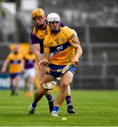 16 May 2021; Diarmuid Ryan of Clare is tackled by Simon Donohoe of Wexford during the Allianz Hurling League Division 1 Group B Round 2 match between Clare and Wexford at Cusack Park in Ennis, Clare. Photo by Ray McManus/Sportsfile