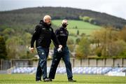 16 May 2021; Offaly manager John Maughan, left, and selector Gerry O'Malley walk the pitch before the Allianz Football League Division 3 South Round 1 match between Wicklow and Offaly at the County Grounds in Aughrim, Wicklow. Photo by Harry Murphy/Sportsfile