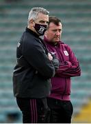 15 May 2021; Galway manager Padraic Joyce, left, and selector John Concannon before the Allianz Football League Division 1 South Round 1 match between Kerry and Galway at Austin Stack Park in Tralee, Kerry. Photo by Brendan Moran/Sportsfile