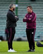15 May 2021; Galway manager Padraic Joyce, left, and selector John Concannon before the Allianz Football League Division 1 South Round 1 match between Kerry and Galway at Austin Stack Park in Tralee, Kerry. Photo by Brendan Moran/Sportsfile