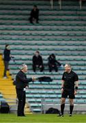 15 May 2021; Kerry manager Peter Keane, left, in conversation with referee Conor Lane before the Allianz Football League Division 1 South Round 1 match between Kerry and Galway at Austin Stack Park in Tralee, Kerry. Photo by Brendan Moran/Sportsfile