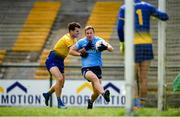 16 May 2021; Ciaran Kilkenny of Dublin in action against Fergal Lennon of Roscommon during the Allianz Football League Division 1 South Round 1 match between Roscommon and Dublin at Dr Hyde Park in Roscommon. Photo by Stephen McCarthy/Sportsfile