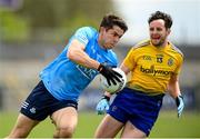 16 May 2021; David Byrne of Dublin in action against Ciaran Murtagh of Roscommon during the Allianz Football League Division 1 South Round 1 match between Roscommon and Dublin at Dr Hyde Park in Roscommon. Photo by Stephen McCarthy/Sportsfile