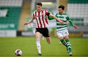 15 May 2021; Eoin Toal of Derry City in action against Danny Mandroiu of Shamrock Rovers during the SSE Airtricity League Premier Division match between Shamrock Rovers and Derry City at Tallaght Stadium in Dublin. Photo by Seb Daly/Sportsfile