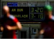16 May 2021; A view of the scoreboard after the Allianz Hurling League Division 2A Round 2 match between Down and Carlow at McKenna Park in Ballycran, Down. Photo by Eóin Noonan/Sportsfile