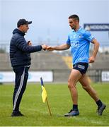 16 May 2021; Interim Dublin manager Mick Galvin and James McCarthy during the Allianz Football League Division 1 South Round 1 match between Roscommon and Dublin at Dr Hyde Park in Roscommon. Photo by Stephen McCarthy/Sportsfile