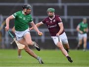 16 May 2021; Gearóid Hegarty of Limerick in action against Adrian Tuohey of Galway during the Allianz Hurling League Division 1 Group A Round 2 match between Galway and Limerick at Pearse Stadium in Galway. Photo by Piaras Ó Mídheach/Sportsfile