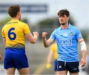 16 May 2021; Eric Lowndes of Dublin and Niall Daly of Roscommon following the Allianz Football League Division 1 South Round 1 match between Roscommon and Dublin at Dr Hyde Park in Roscommon. Photo by Stephen McCarthy/Sportsfile