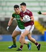 16 May 2021; Ronan O'Toole of Westmeath in action against Donal Keogan of Meath during the Allianz Football League Division 2 North Round 1 match between Meath and Westmeath at Páirc Tailteann in Navan, Meath. Photo by Ramsey Cardy/Sportsfile