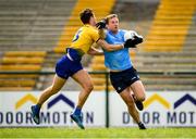 16 May 2021; Ciaran Kilkenny of Dublin in action against Fergal Lennon of Roscommon during the Allianz Football League Division 1 South Round 1 match between Roscommon and Dublin at Dr Hyde Park in Roscommon. Photo by Stephen McCarthy/Sportsfile