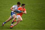 16 May 2021; Rory Grugan of Armagh in action against Darren Hughes of Monaghan during the Allianz Football League Division 1 North Round 1 match between Monaghan and Armagh at Brewster Park in Enniskillen, Fermanagh. Photo by Philip Fitzpatrick/Sportsfile