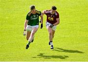 16 May 2021; Mathew Costello of Meath in action against Ger Egan of Westmeath during the Allianz Football League Division 2 North Round 1 match between Meath and Westmeath at Páirc Tailteann in Navan, Meath. Photo by Ramsey Cardy/Sportsfile
