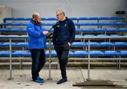 16 May 2021; Clare manager Brian Lohan is interviewed by Clare FM's Derek Lynch following the Allianz Hurling League Division 1 Group B Round 2 match between Clare and Wexford at Cusack Park in Ennis, Clare. Photo by Ray McManus/Sportsfile
