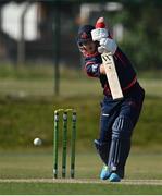 16 May 2021; Mark Adair of Northern Knights plays a shot during the Cricket Ireland Inter-Provincial Cup 2021 match between Northern Knights and Leinster Lightning at North Down Cricket Club in Comber, Down. Photo by Sam Barnes/Sportsfile
