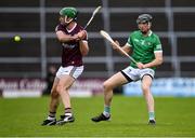 16 May 2021; David Burke of Galway in action against Diarmaid Byrnes of Limerick during the Allianz Hurling League Division 1 Group A Round 2 match between Galway and Limerick at Pearse Stadium in Galway. Photo by Piaras Ó Mídheach/Sportsfile