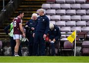 16 May 2021; David Burke of Galway talks with his manager Shane O'Neill after he was substituted during the Allianz Hurling League Division 1 Group A Round 2 match between Galway and Limerick at Pearse Stadium in Galway. Photo by Piaras Ó Mídheach/Sportsfile