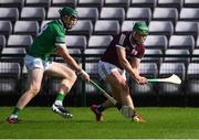 16 May 2021; Niall Burke of Galway in action against William O’Donoghue of Limerick during the Allianz Hurling League Division 1 Group A Round 2 match between Galway and Limerick at Pearse Stadium in Galway. Photo by Piaras Ó Mídheach/Sportsfile