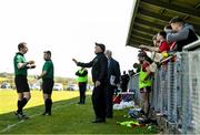 16 May 2021; Down manager Ronan Sheehan protests to referee Colum Cunning during the Allianz Hurling League Division 2A Round 2 match between Down and Carlow at McKenna Park in Ballycran, Down. Photo by Eóin Noonan/Sportsfile