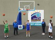 20 May 2021; Kate Hickey, centre, former Ireland U18 international and Waterford Wildcats player, with, from left, Jay Kavanagh, former Ireland U18 international & Waterford Vikings player, Michael Evans, Chairman WIT Waterford Wildcats and WIT Basketball Club, Jillian Hayes, WIT, and Osilama Oshiogwemoh, former Ireland U16 international and Waterford Vikings National League player, at the Basketball Ireland Centre of Excellence announcement at Waterford IT in Waterford. Photo by Matt Browne/Sportsfile