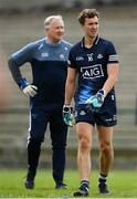 16 May 2021; Dublin goalkeeper Michael Shiel and goalkeeping coach Josh Moran before the Allianz Football League Division 1 South Round 1 match between Roscommon and Dublin at Dr Hyde Park in Roscommon. Photo by Stephen McCarthy/Sportsfile