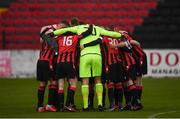 15 May 2021; Longford Town players huddle before the SSE Airtricity League Premier Division match between Longford Town and Bohemians at Bishopsgate in Longford. Photo by Ben McShane/Sportsfile