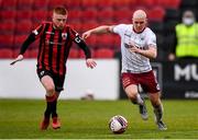 15 May 2021; Georgie Kelly of Bohemians and Aodh Dervin of Longford Town during the SSE Airtricity League Premier Division match between Longford Town and Bohemians at Bishopsgate in Longford. Photo by Ben McShane/Sportsfile