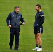 16 May 2021; Wexford manager Davy Fitzgerald and Gavin Bailey, right, before the Allianz Hurling League Division 1 Group B Round 2 match between Clare and Wexford at Cusack Park in Ennis, Clare. Photo by Ray McManus/Sportsfile