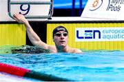 20 May 2021; Patrick Johnston of Ireland following his heat of the men's 50m butterfly event on day 11 of the LEN European Aquatics Championships at the Duna Arena in Budapest, Hungary. Photo by Marcel ter Bals/Sportsfile