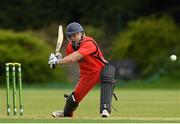 20 May 2021; Matt Ford of Munster Reds plays a shot during the Cricket Ireland InterProvincial Cup 2021 match between Leinster Lightning and Munster Reds at Pembroke Cricket Club in Dublin. Photo by Matt Browne/Sportsfile