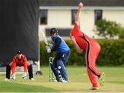20 May 2021; Kevin O'Brien of Leinster Lightning plays a shot from Aaron Cawley of Munster Reds during the Cricket Ireland InterProvincial Cup 2021 match between Leinster Lightning and Munster Reds at Pembroke Cricket Club in Dublin. Photo by Matt Browne/Sportsfile