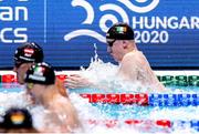 21 May 2021; Eoin Corby of Ireland competes in his heat of the men's 50m breaststroke event during day 12 of the LEN European Aquatics Championships at the Duna Arena in Budapest, Hungary. Photo by Marcel ter Bals/Sportsfile