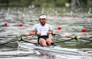21 May 2021; Gary O'Donovan of Ireland competes in his heat of the Lightweight Men's Single Sculls during day one of the FISA World Cup Rowing II at Lake Gottersee in Lucerne, Switzerland. Photo by Roberto Bregani/Sportsfile
