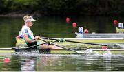 21 May 2021; Sanita Puspure of Ireland competes in her heat of the Women's Single Sculls during day one of the FISA World Cup Rowing II at Lake Gottersee in Lucerne, Switzerland. Photo by Roberto Bregani/Sportsfile